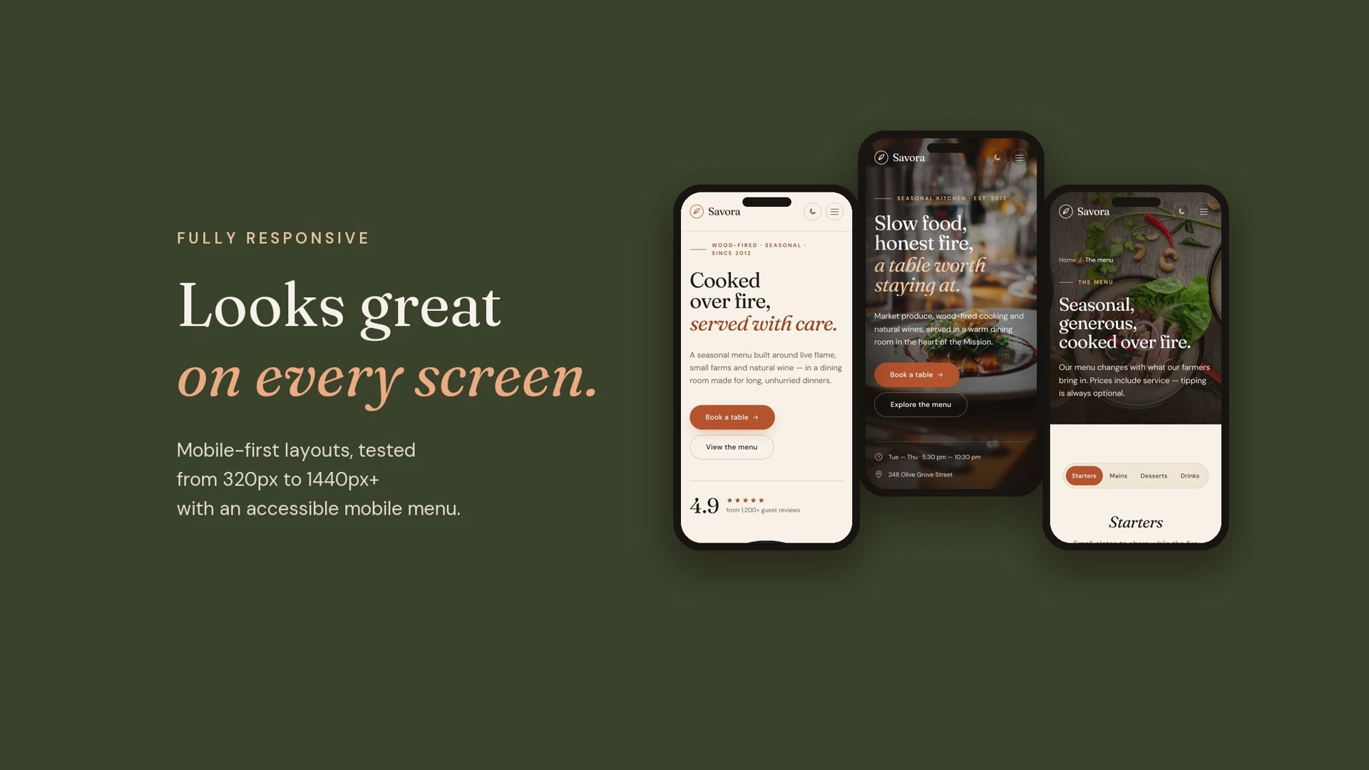 Savora - Restaurant & Cafe Website Template with Next.js and Tailwind CSS
