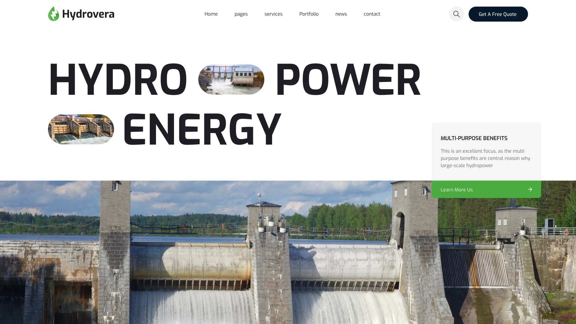 Hydrovera - Solar & Hydro Power Figma Template (Screenshot 1 of 1)