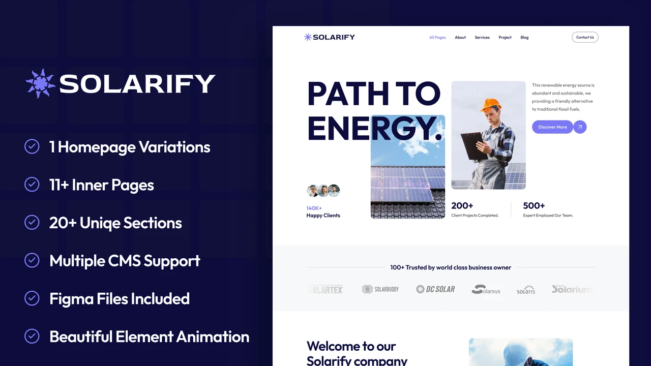 Solarify - Solar & Renewable Energy Framer Website Template