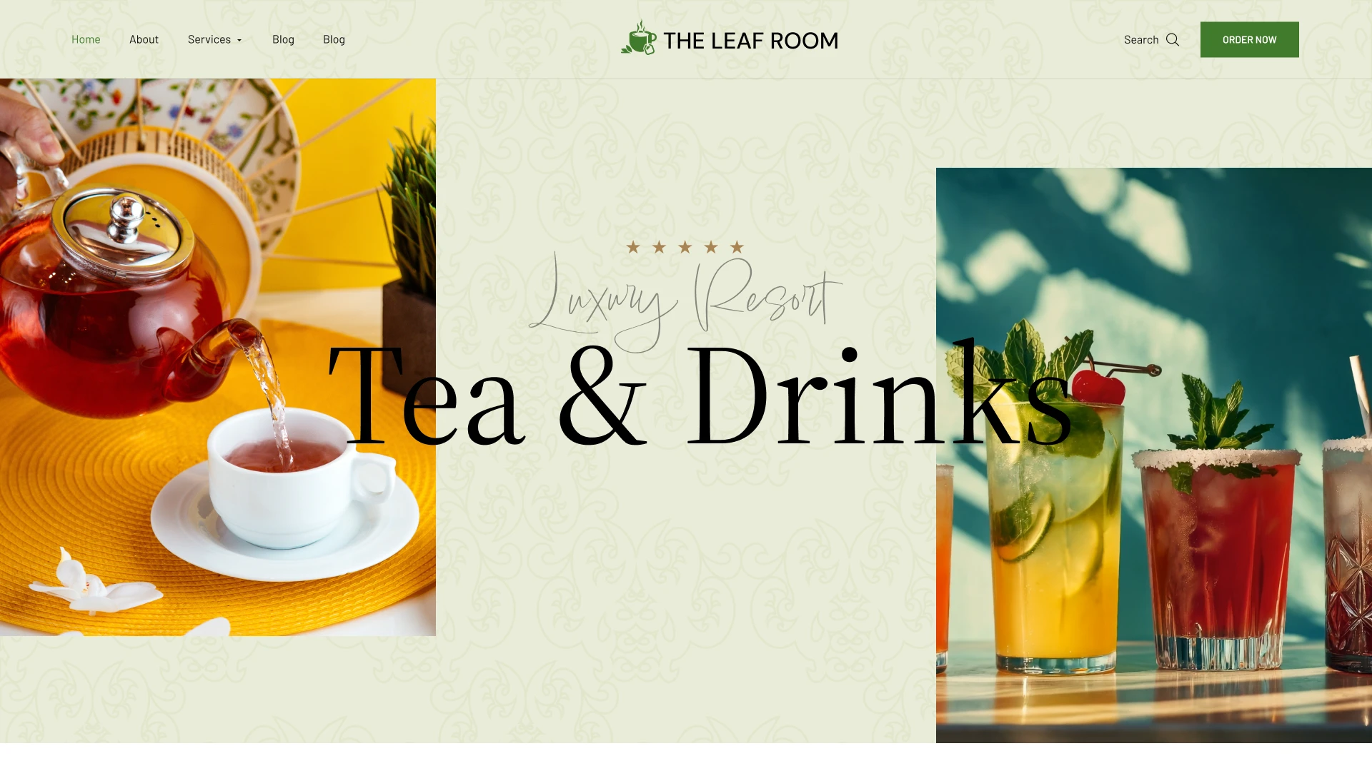 The Leaf Room - Tea House & Drink Cafe Figma Template (Screenshot 1 of 1)