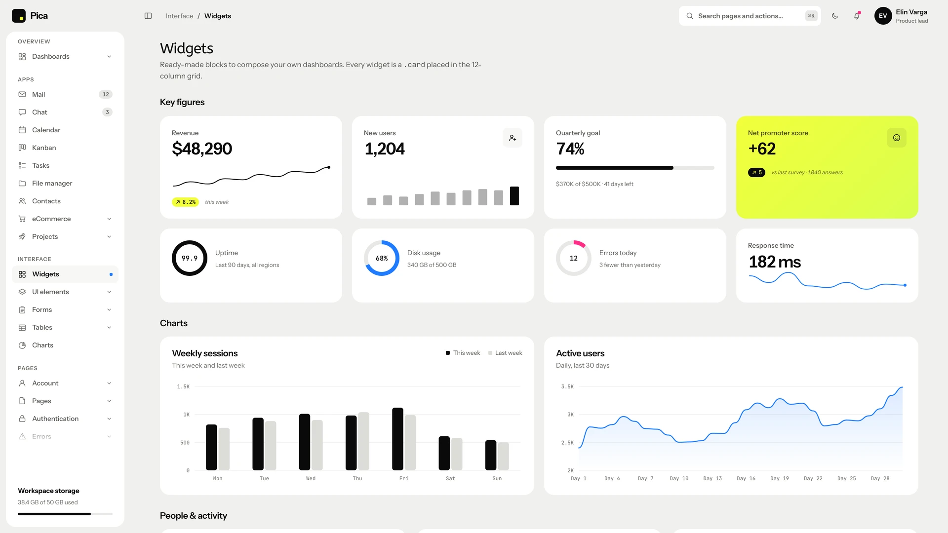 Pica - Minimal Black & White Admin Dashboard Template