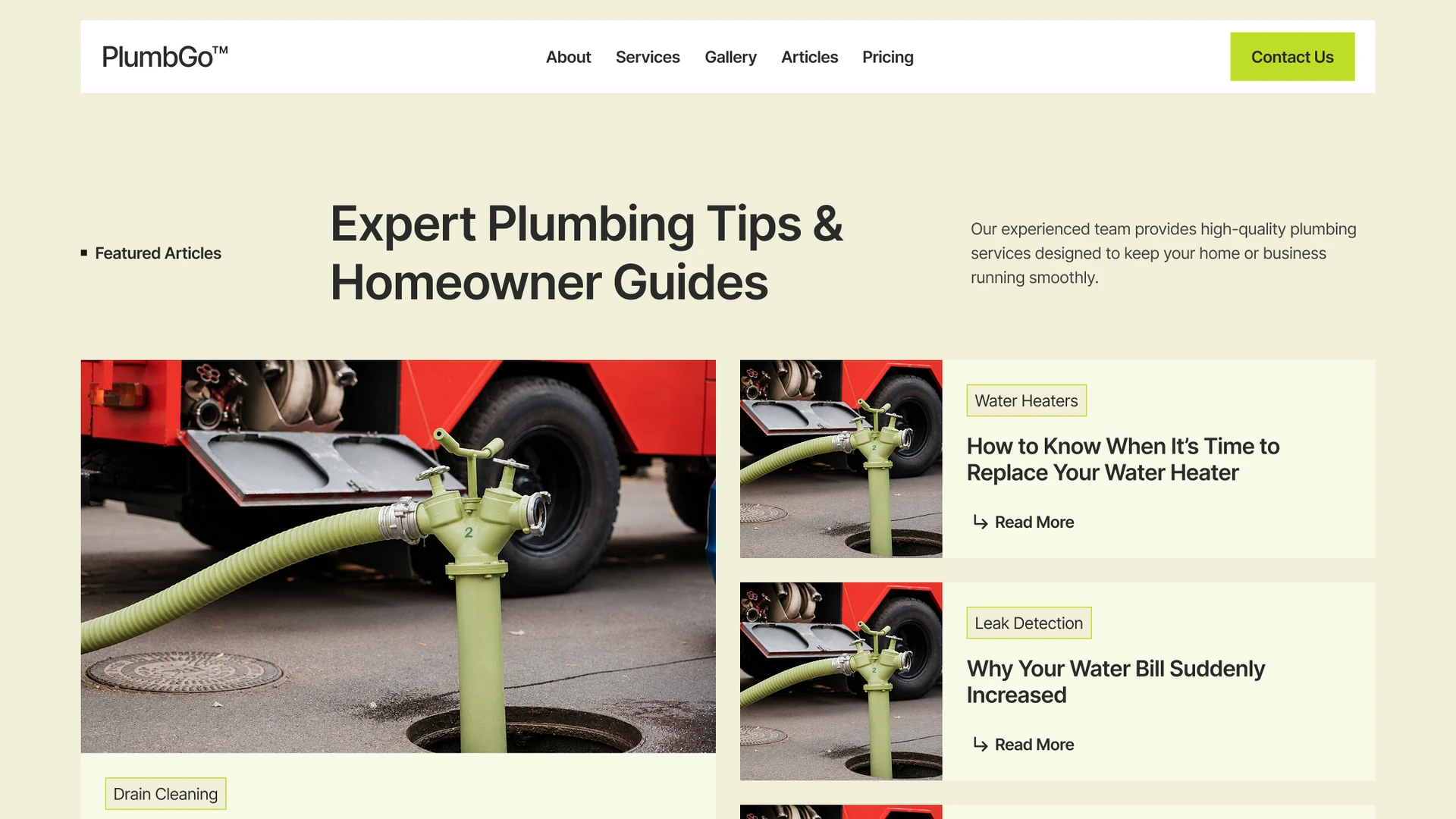PlumbGo - Plumbing Business Framer Template