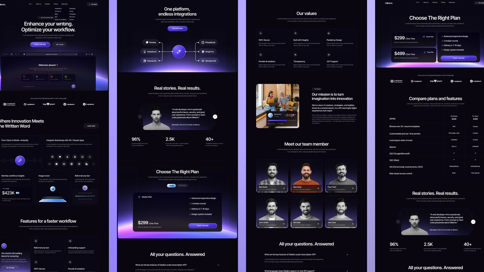 Gilberto - AI and SaaS Startup Framer & Figma Template