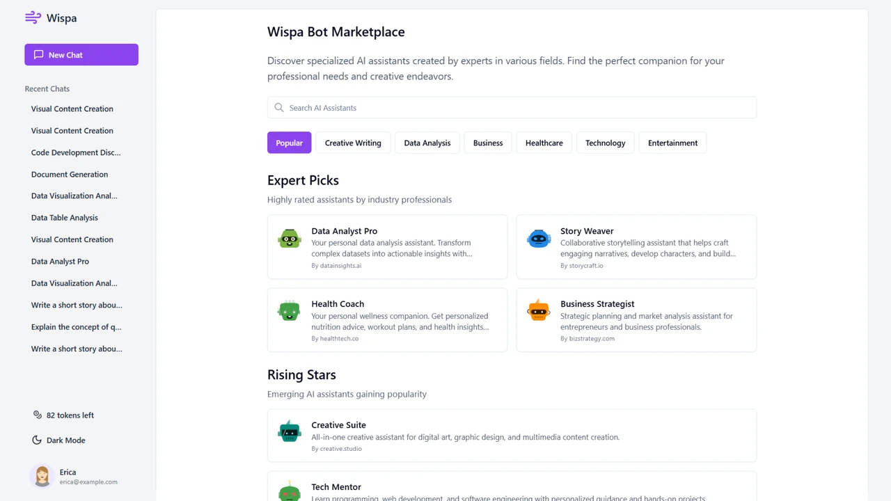 Wispa - Advanced AI Chat Interface with Bot Creation