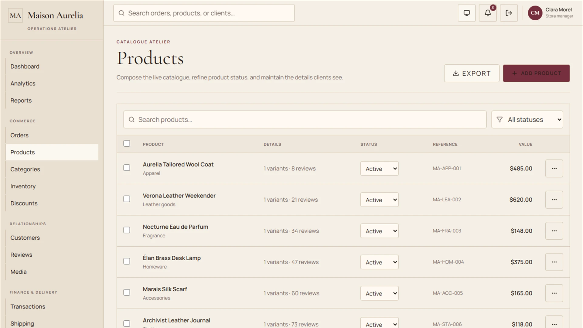 Maison Aurelia - Vintage Next.js eCommerce Platform Template