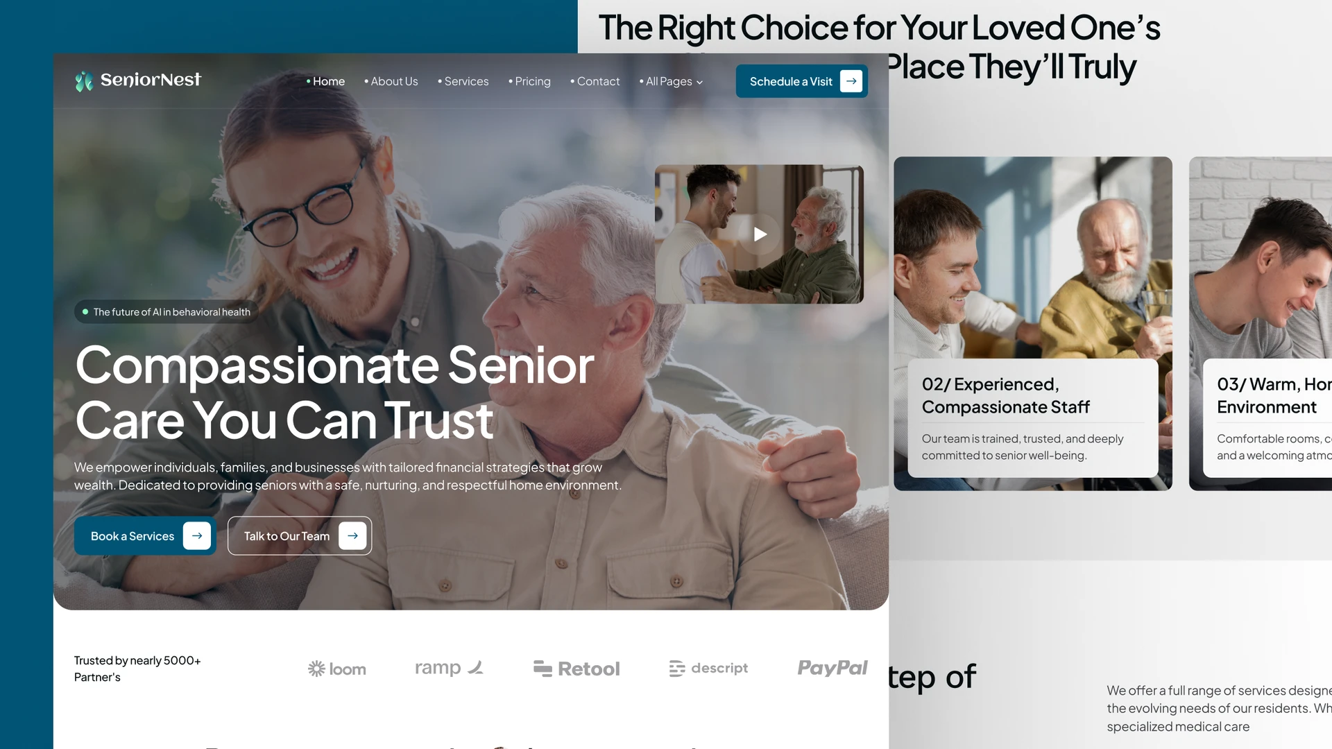 SeniorNest - Elder Care, Nursing & Senior Care Framer and Figma Template