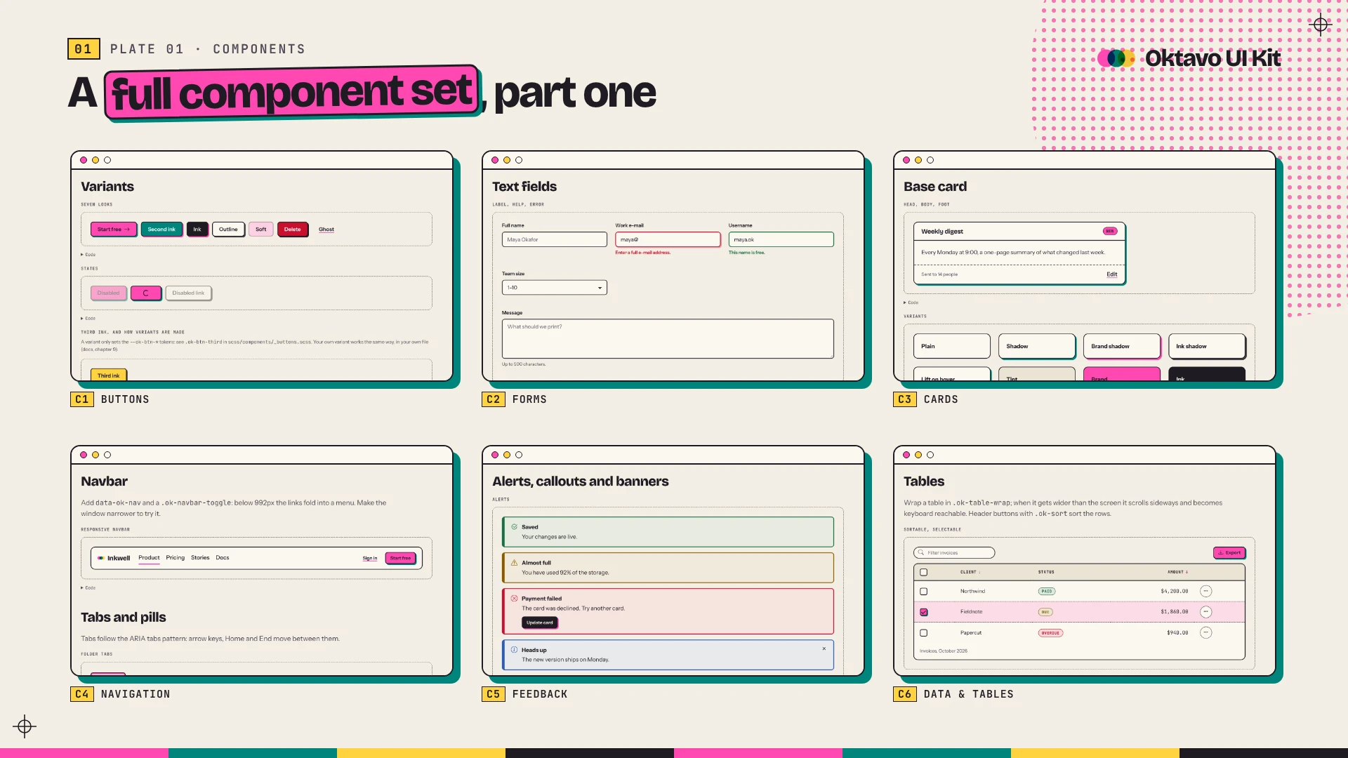 Oktavo UI Kit - HTML, SCSS & Figma Design System (Screenshot 1 of 19)