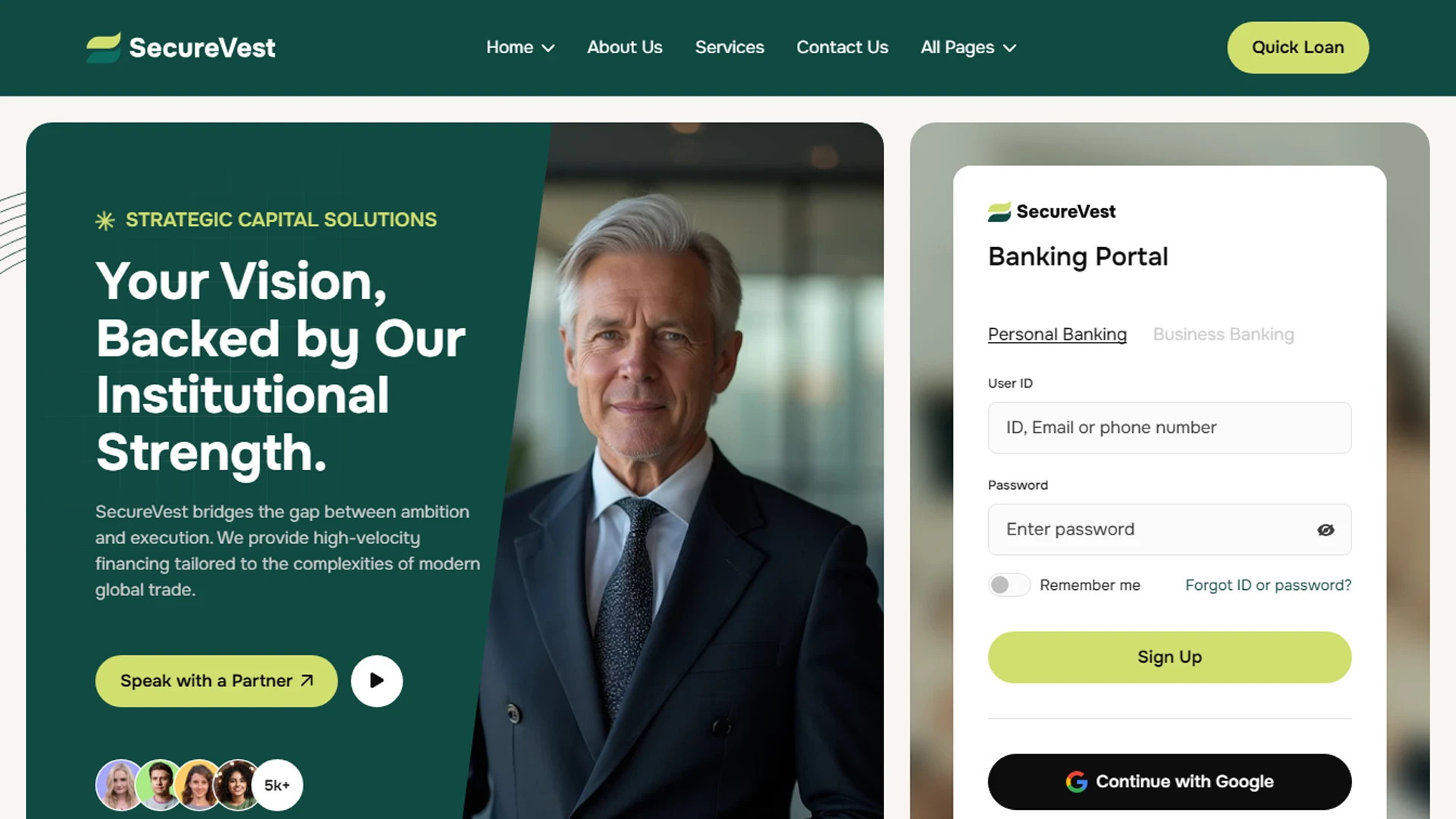 SecureVest - Nuxt Digital Banking & Financial Services Template