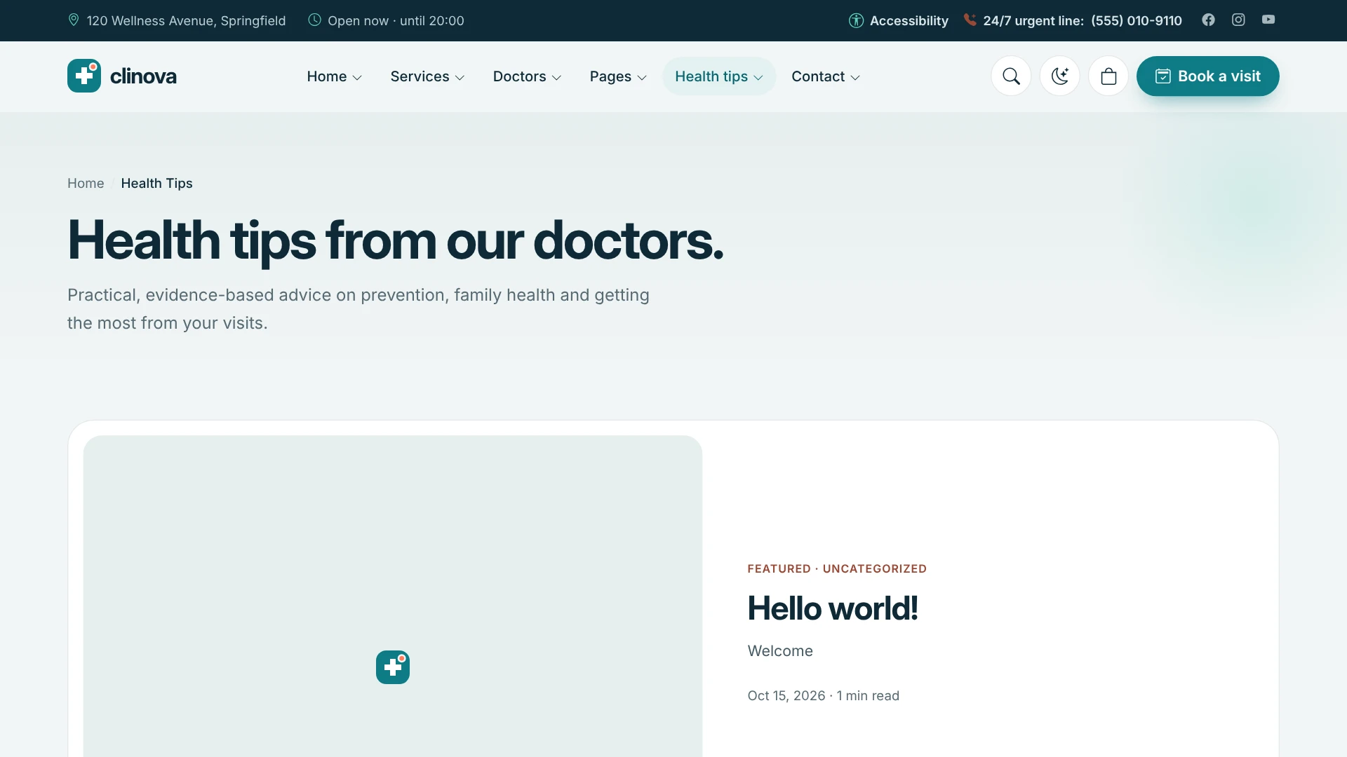 Clinova - Medical Clinic & Healthcare WordPress Theme