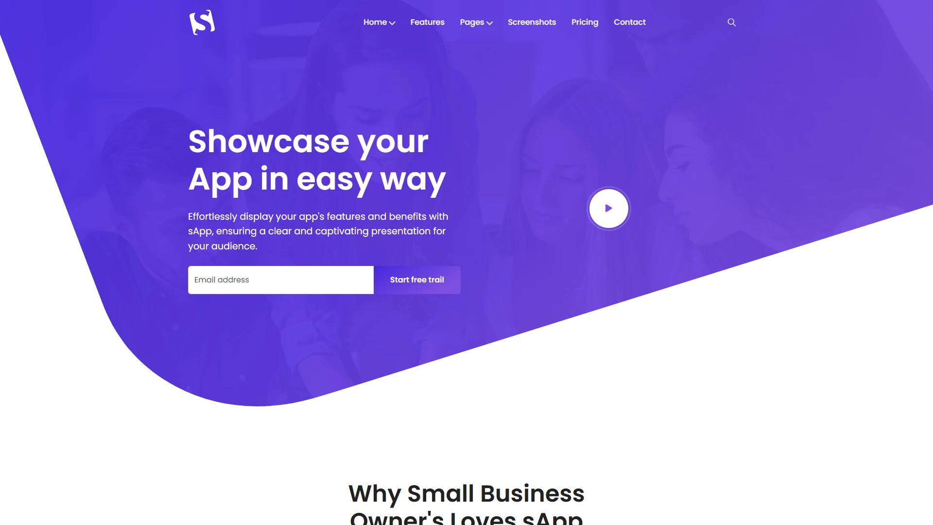 sApp - App Landing Page Template