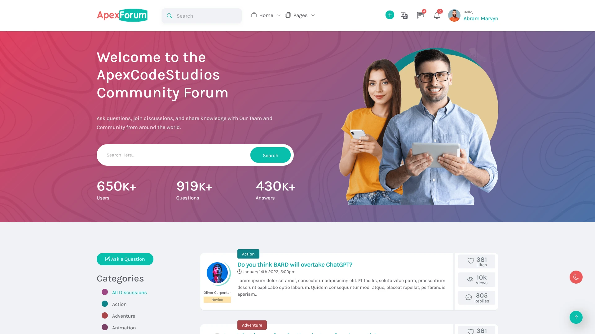 ApexForum - Ultimate Forum & Community Discussions Bootstrap Template