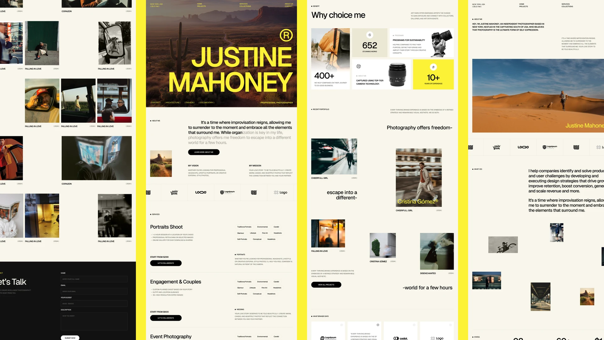 Justine - Photography & Photographer Framer and Figma Agency Template