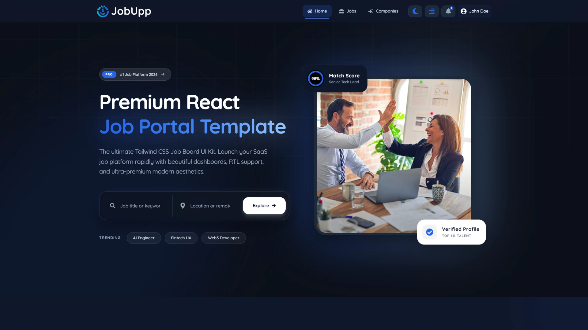 JobUpp - Job Portal Website Template Modern Job Board Platform