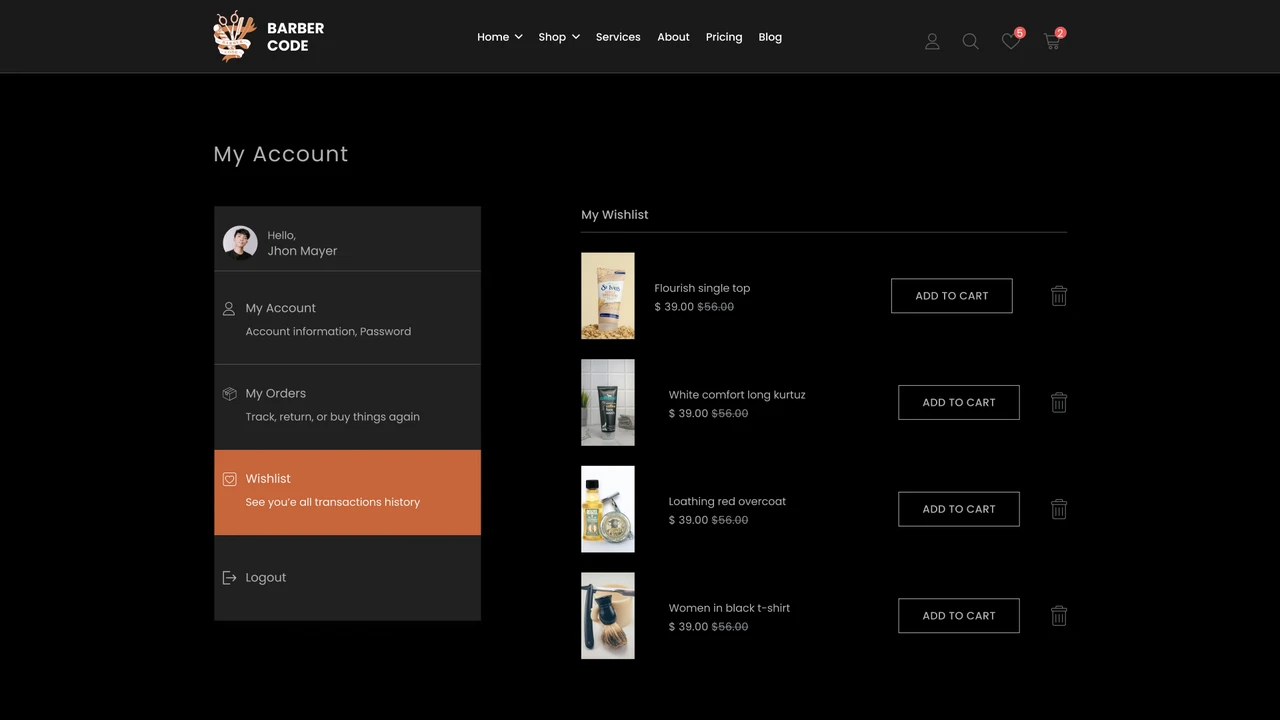 Barber Code - Barber Services and eCommerce Figma Template