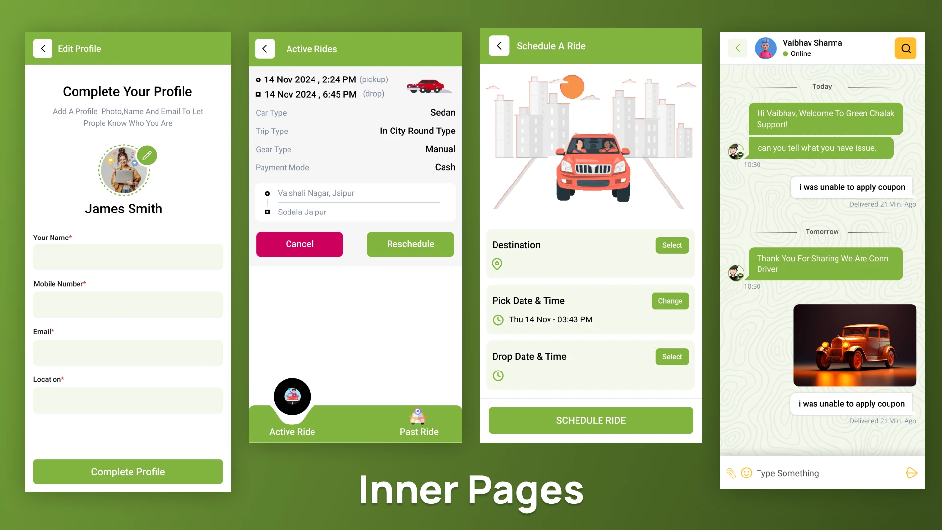 Green Chalak - Figma Driver Book UI Application