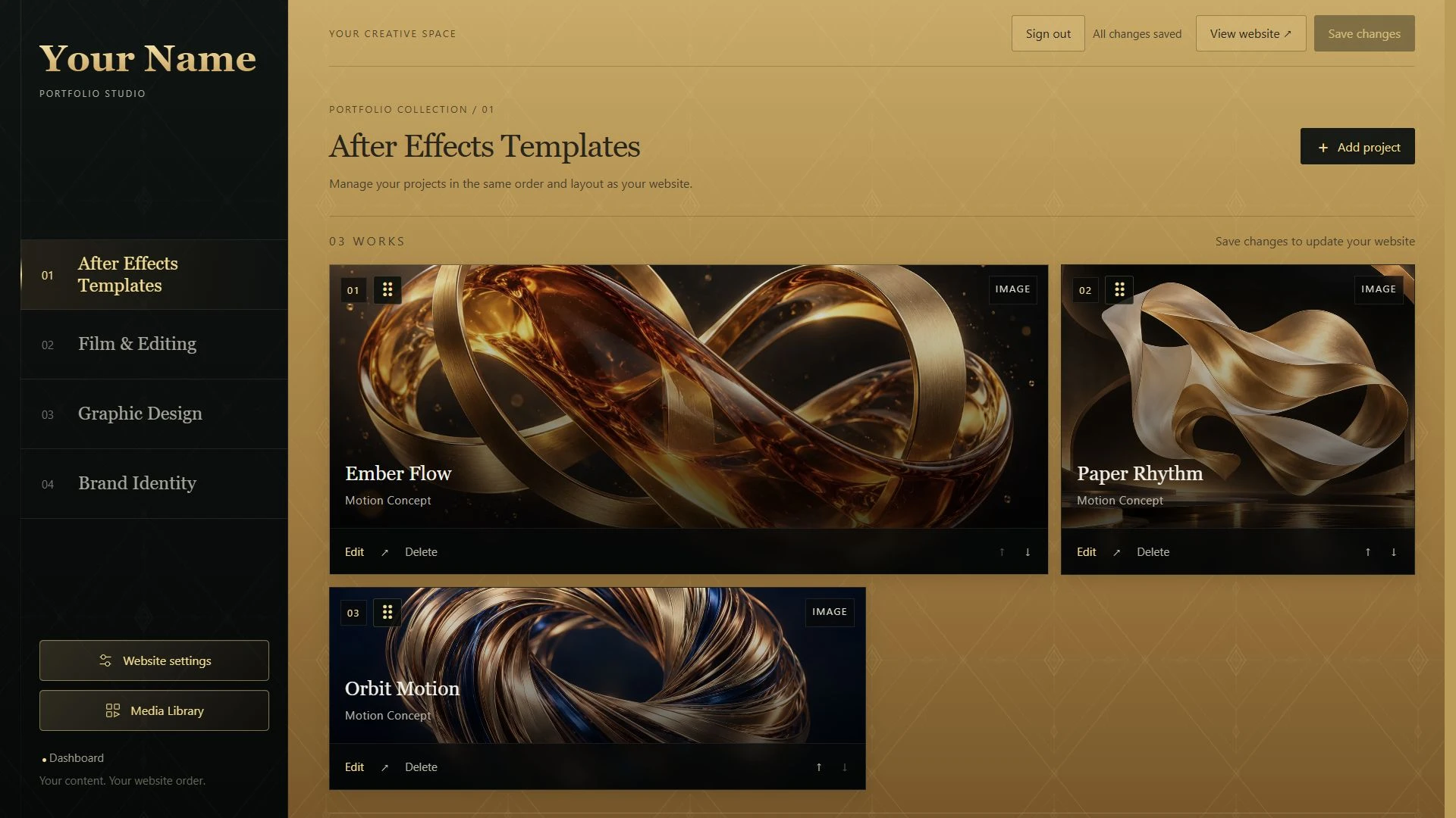 Gold Portfolio - PHP Portfolio with Admin Dashboard (Screenshot 4 of 5)