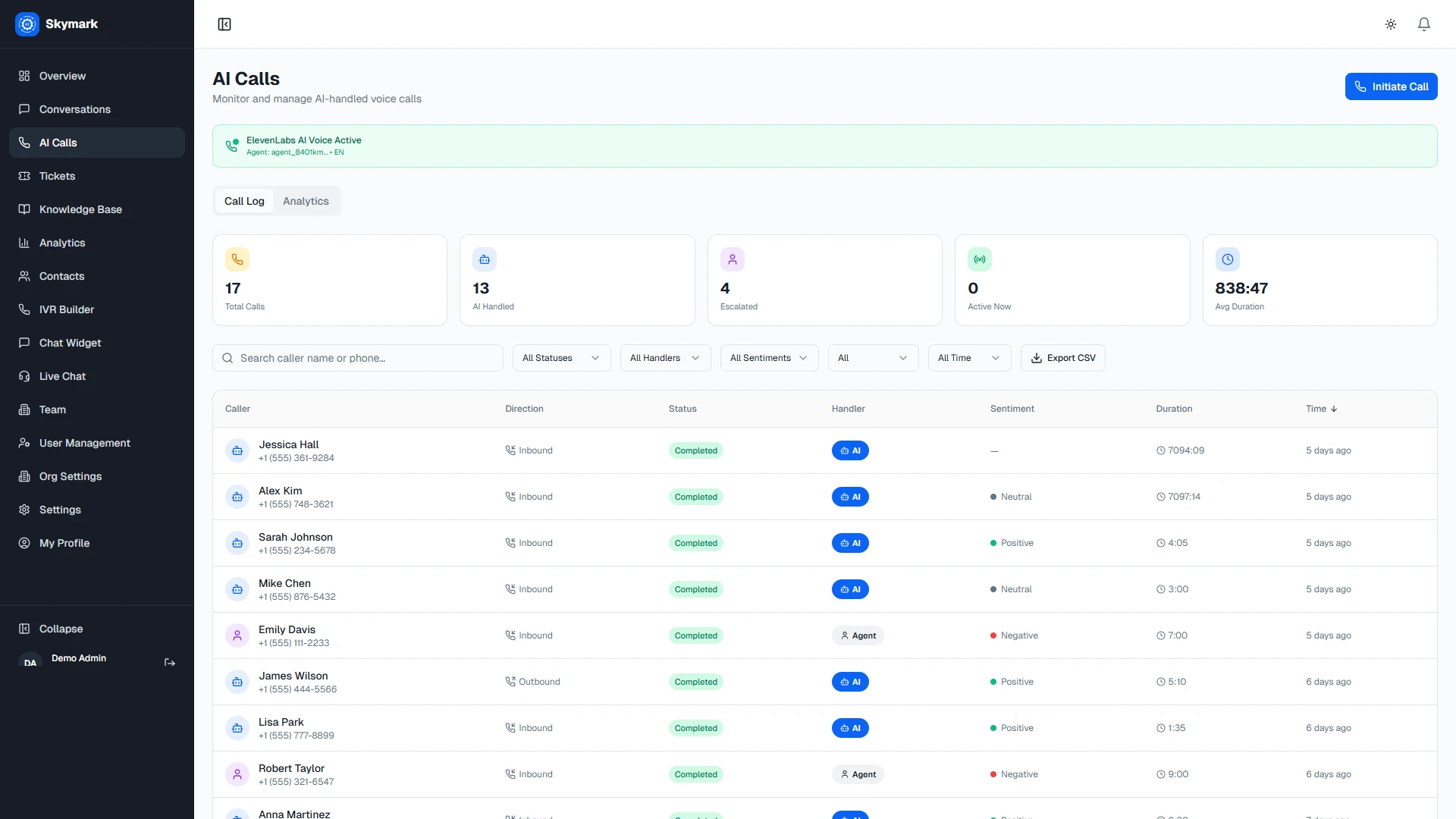 Skymark - AI-Powered Customer Support & Engagement SaaS Platform