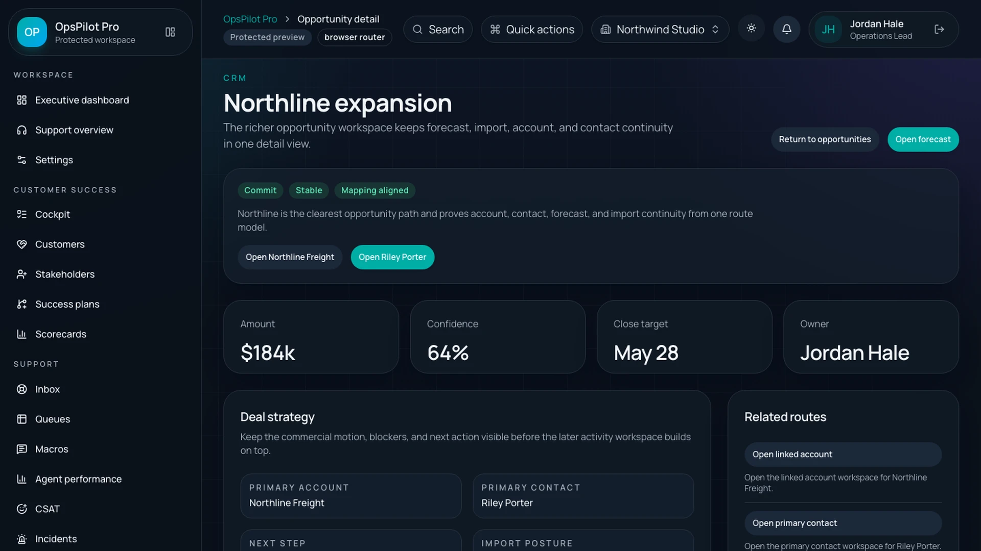 OpsPilot Pro - React CRM, Support, Billing & Admin Dashboard