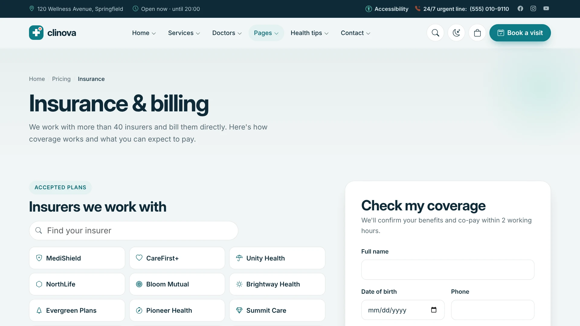 Clinova - Medical Clinic & Healthcare WordPress Theme
