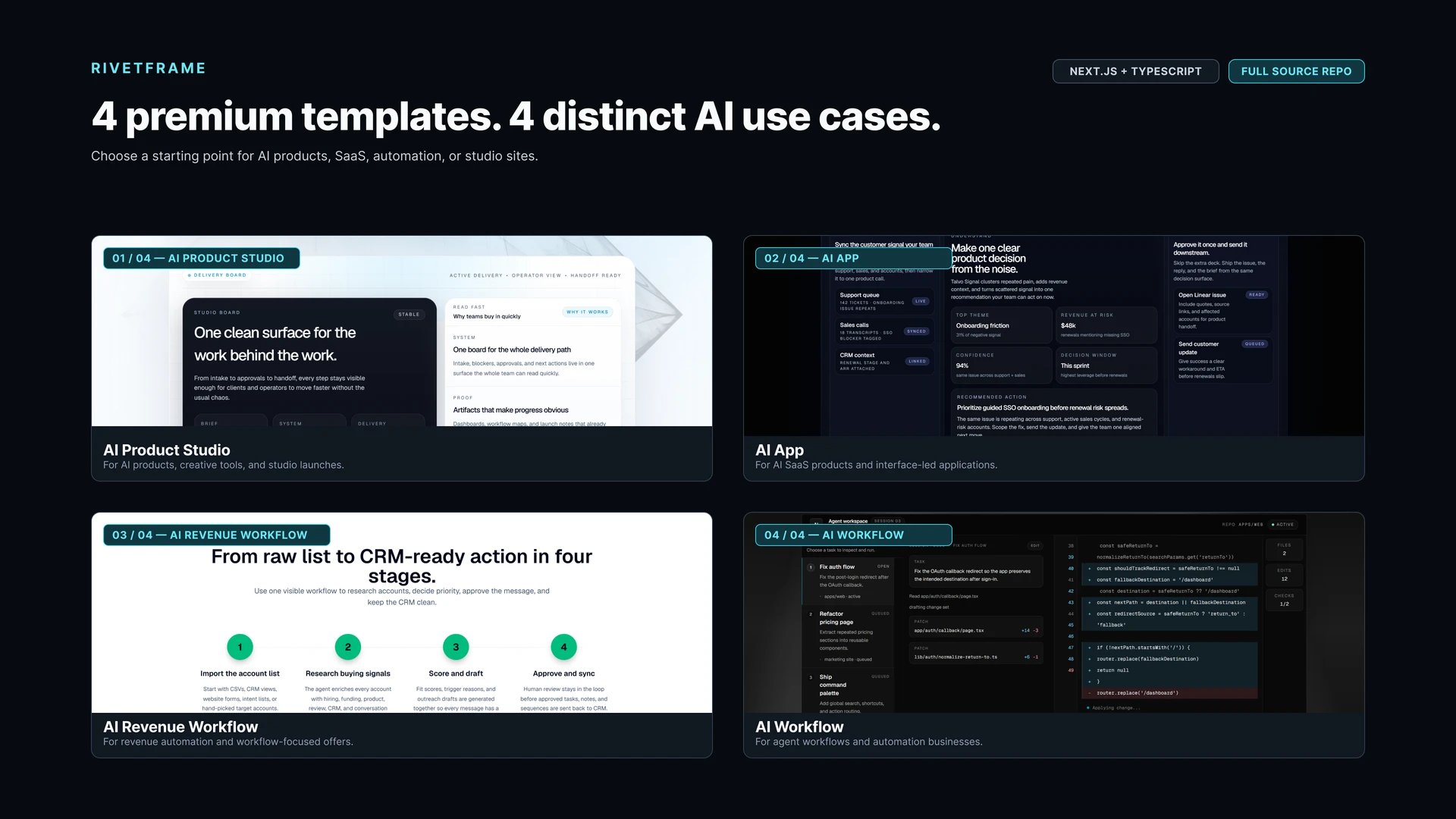 Rivetframe - Next.js AI Landing Page Template Pack