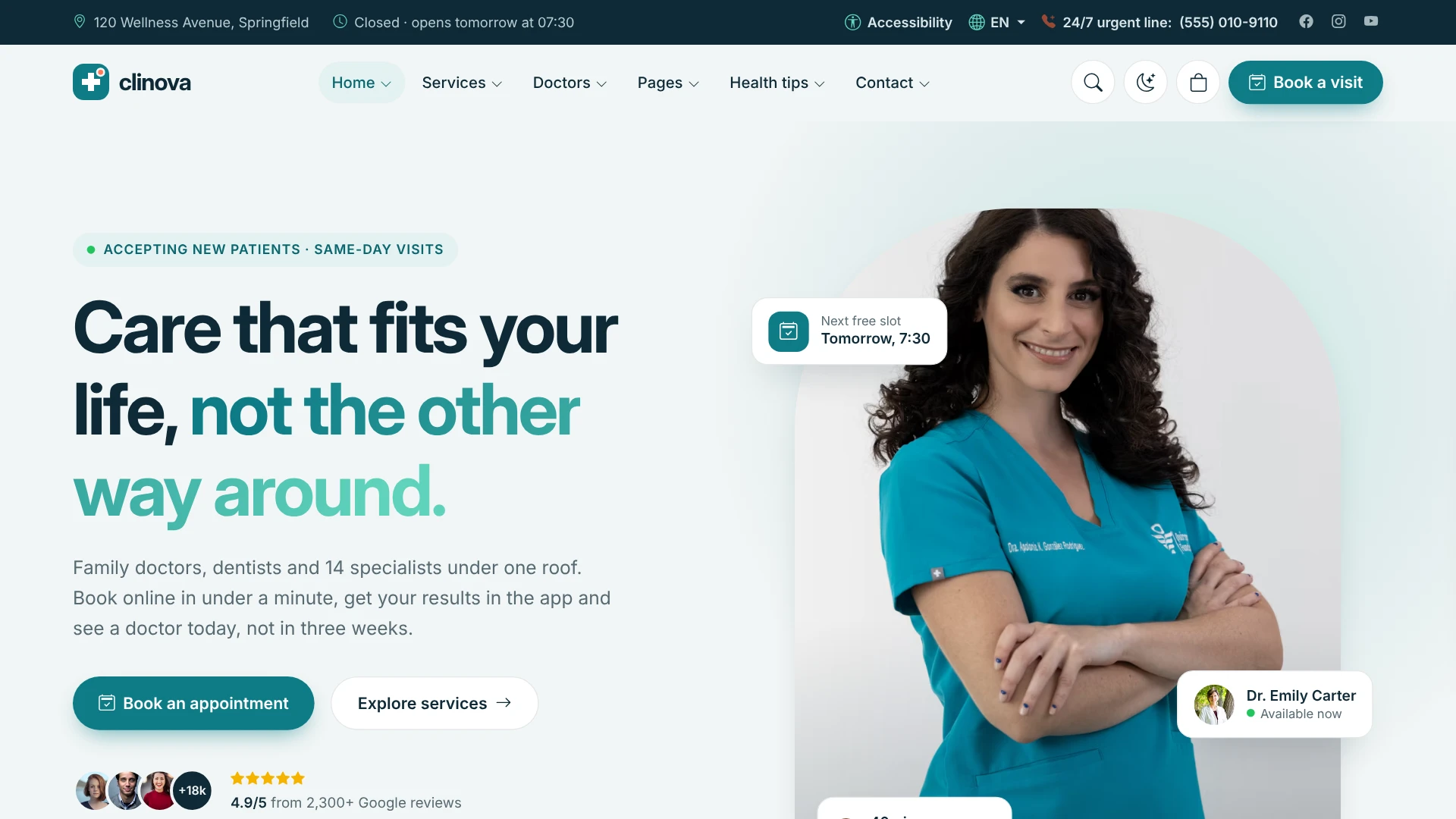 Clinova - Medical Clinic & Healthcare HTML Template