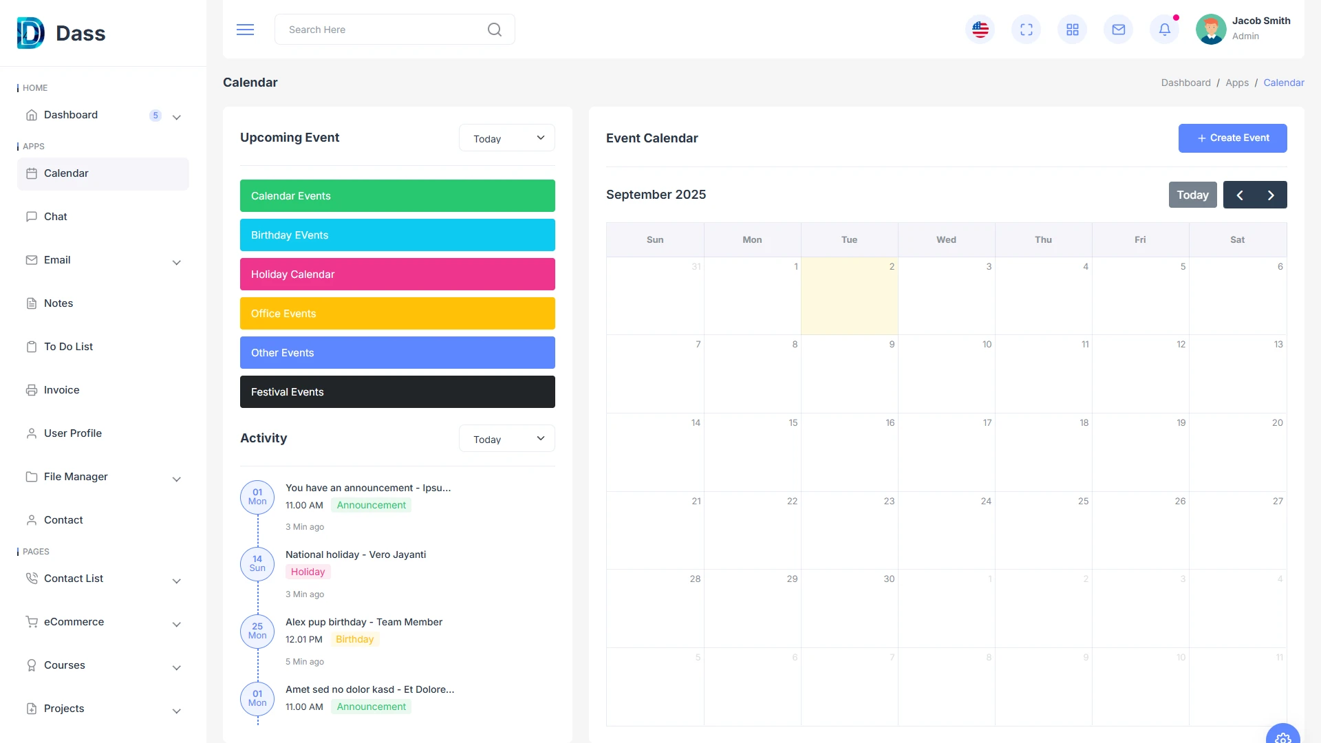 Dass - Bootstrap Admin Dashboard HTML Template with RTL Support