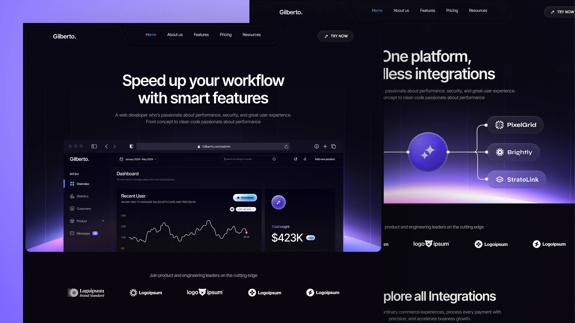 Gilberto - AI and SaaS Startup Framer & Figma Template