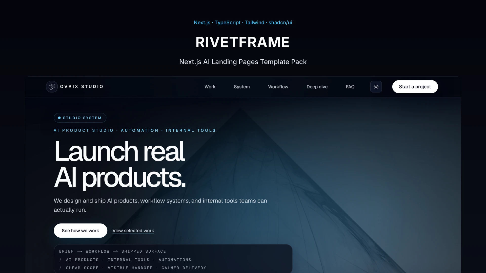 Rivetframe - Next.js AI Landing Page Template Pack