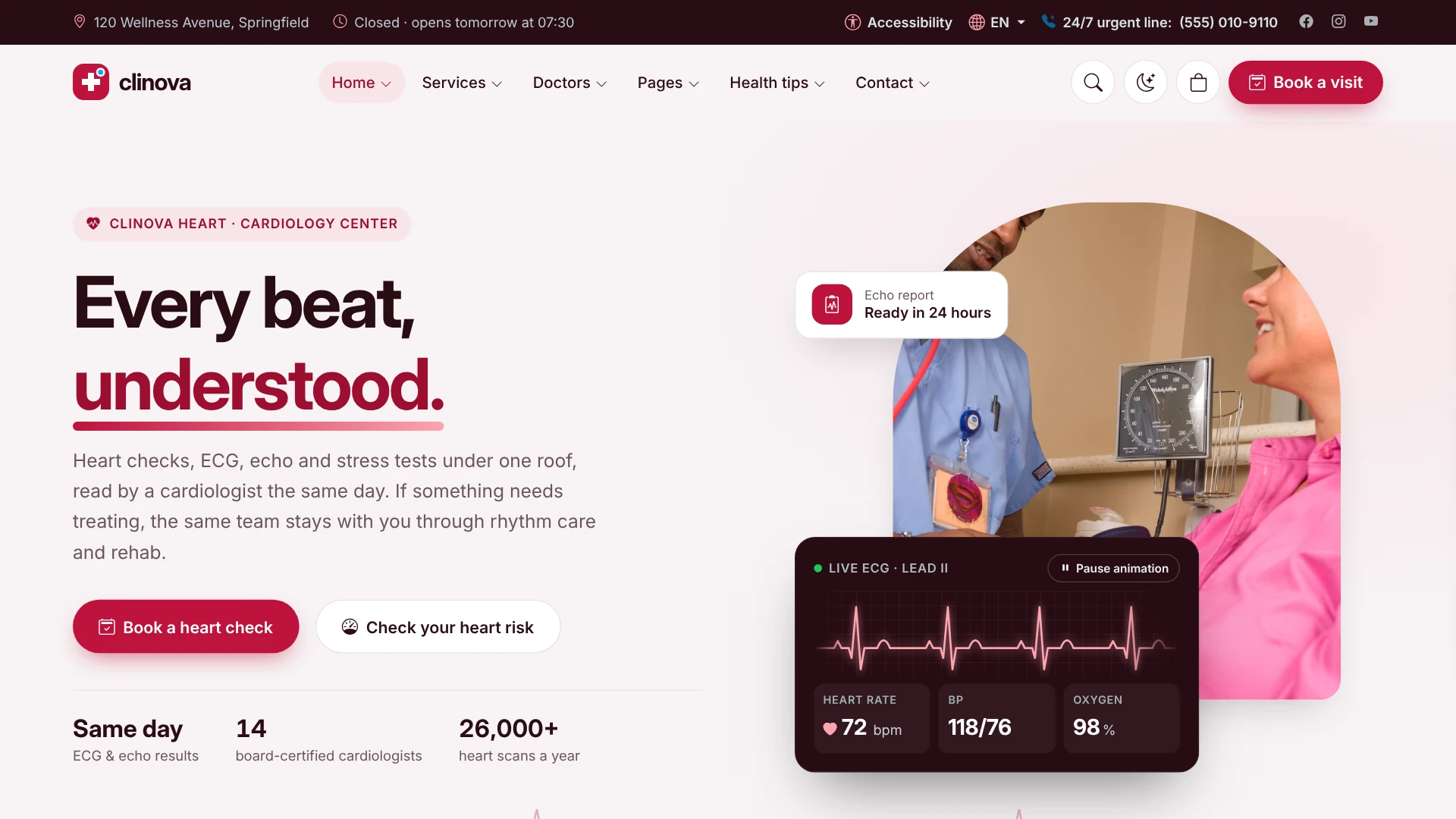 Clinova - Medical Clinic & Healthcare HTML Template