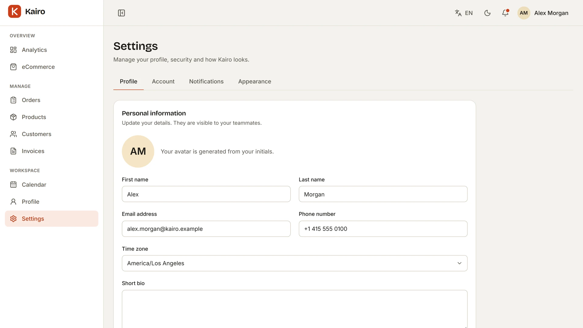 Kairo - Admin Dashboard Template with Next.js and Tailwind CSS