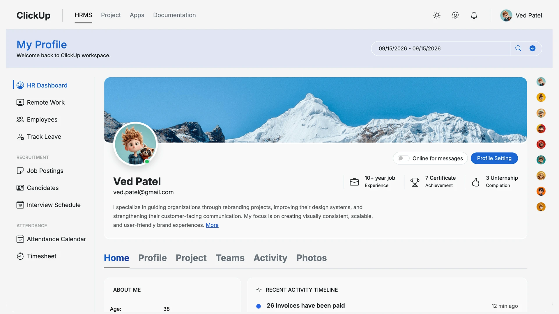 ClickUp - HR and Project Admin Dashboard Template