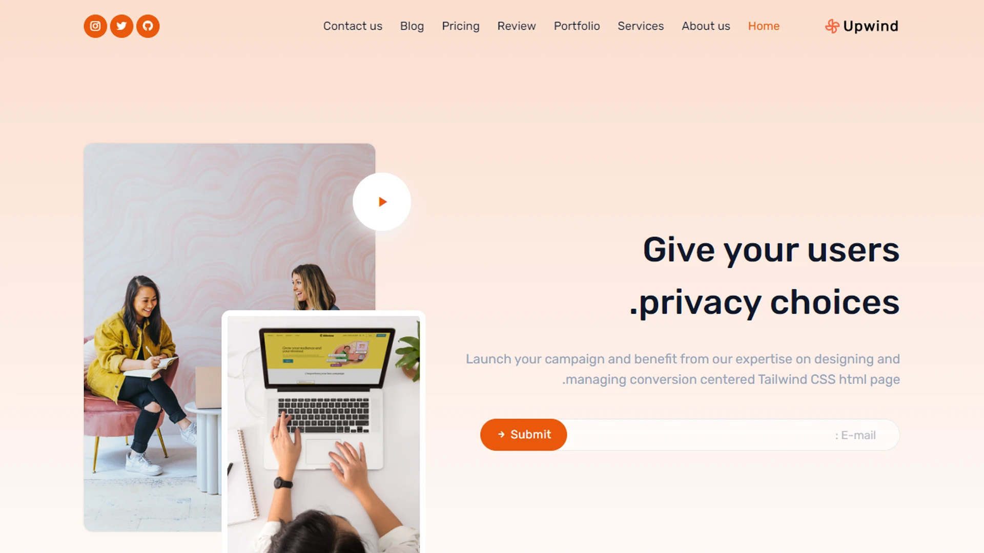 Upwind - Tailwind CSS Landing Page Template