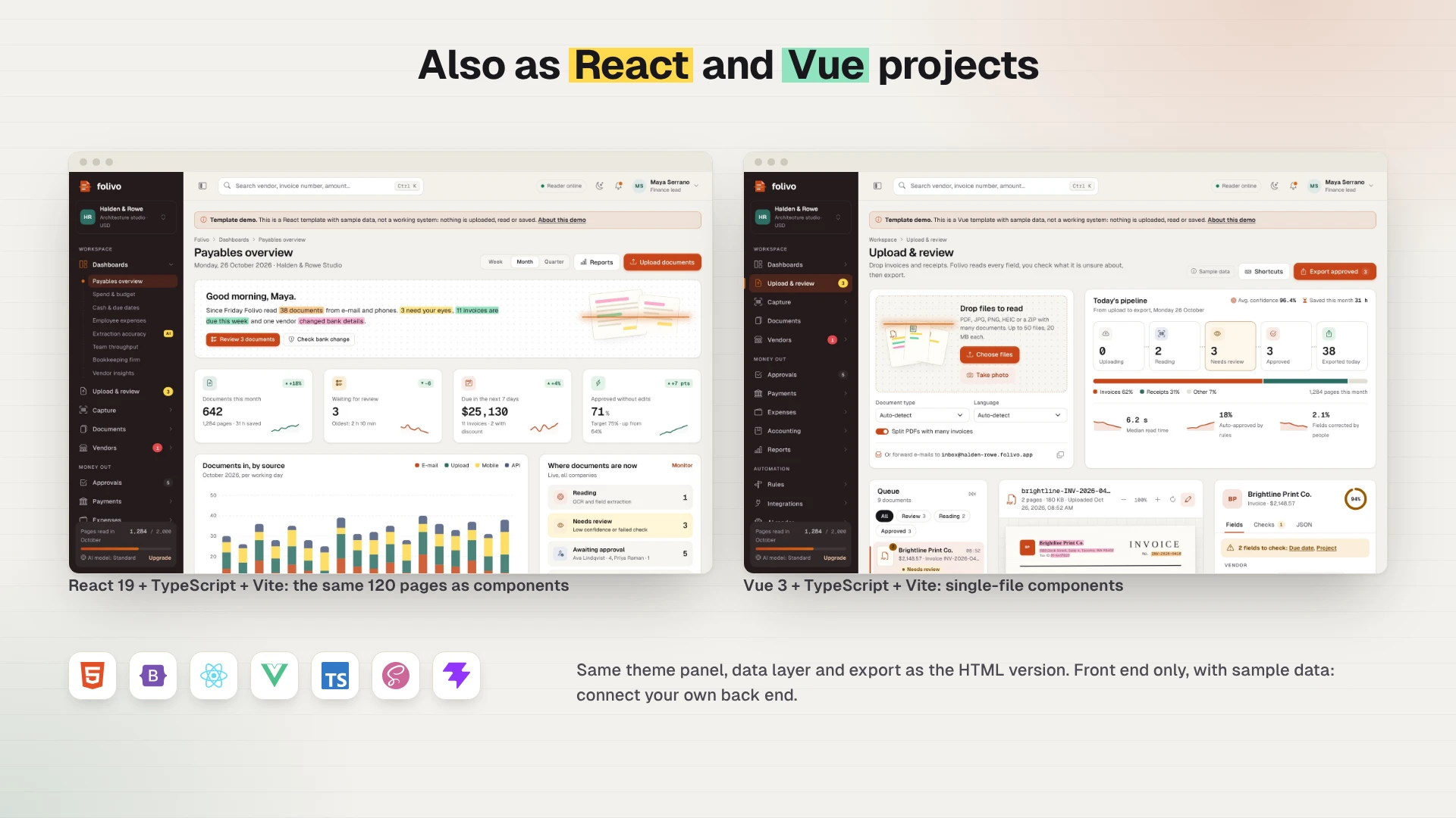 Folivo - AI Invoice & Receipt OCR Admin Dashboard Template HTML, React, Vue (Screenshot 10 of 20)