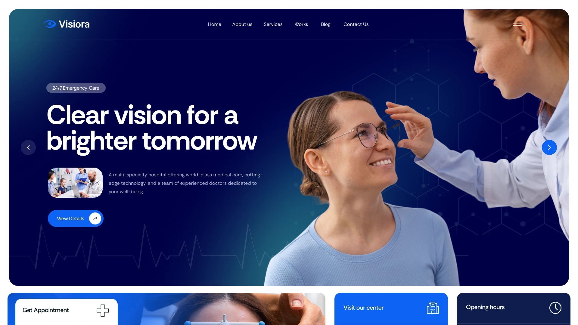 Visiora - Optometrist & Eye Care Clinic Figma Template (Screenshot 1 of 1)
