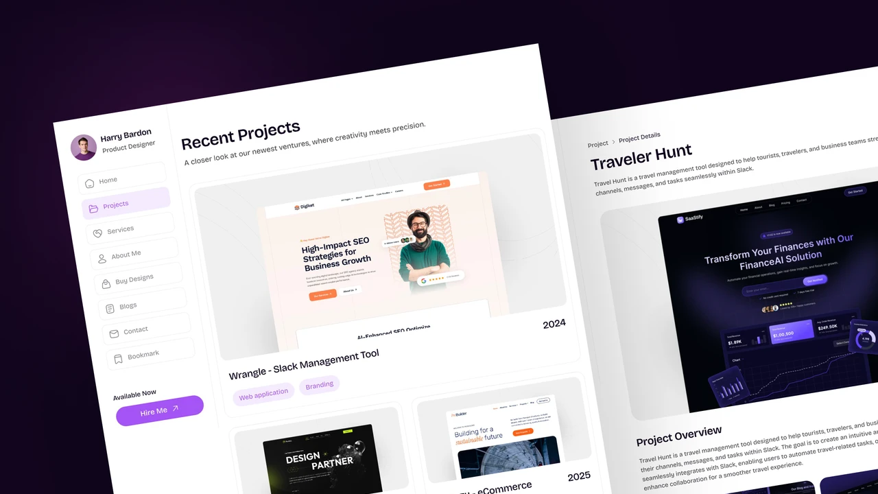 Hyperfolio - Dashboard Personal Portfolio Framer Website