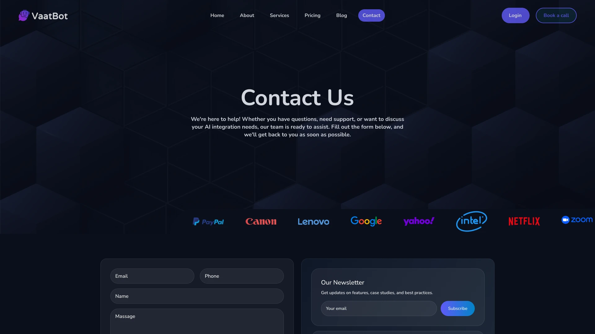 Vaatbot - Modern AI and Tech Startup Landing Page Figma UI Kit