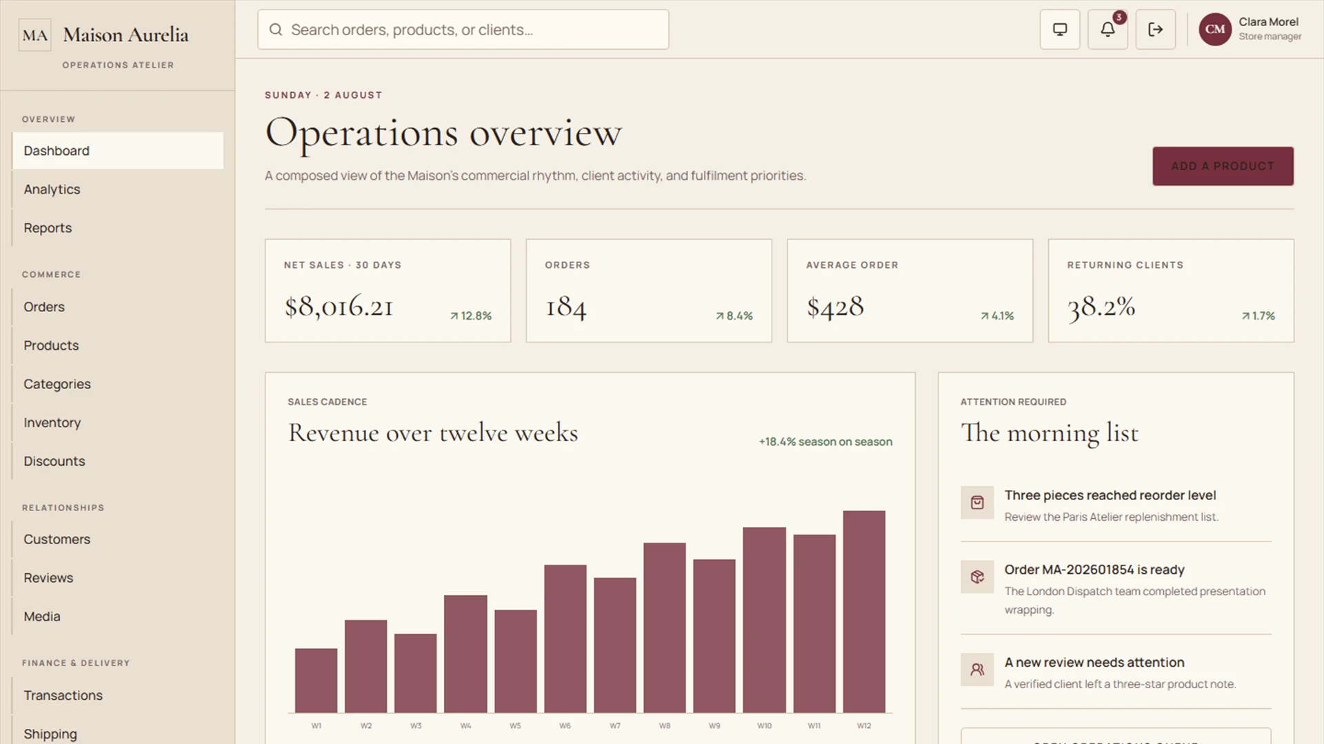 Maison Aurelia - Vintage Next.js eCommerce Platform Template