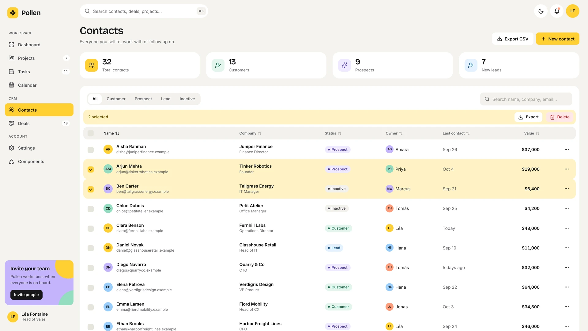 Pollen - Vue & React CRM and Project Management Admin Dashboard Template