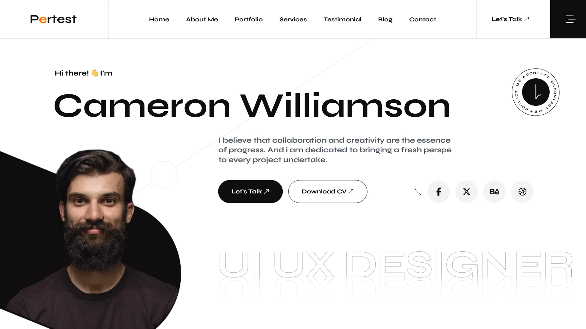 Pertest - One Page Personal Portfolio WordPress Theme