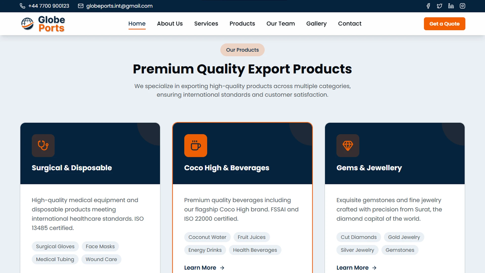 GlobePorts - Import Export Business Website Next.js Tailwind CSS