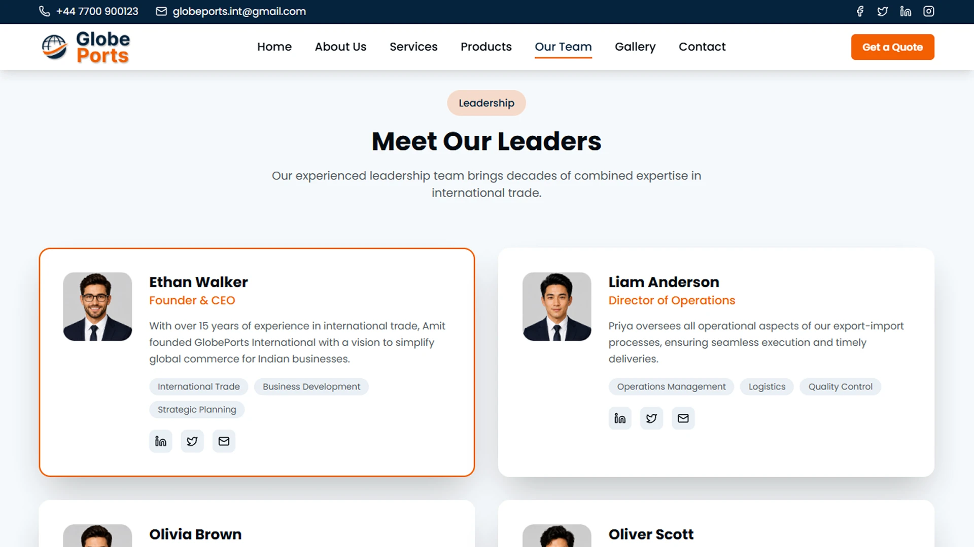 GlobePorts - Import Export Business Website Next.js Tailwind CSS