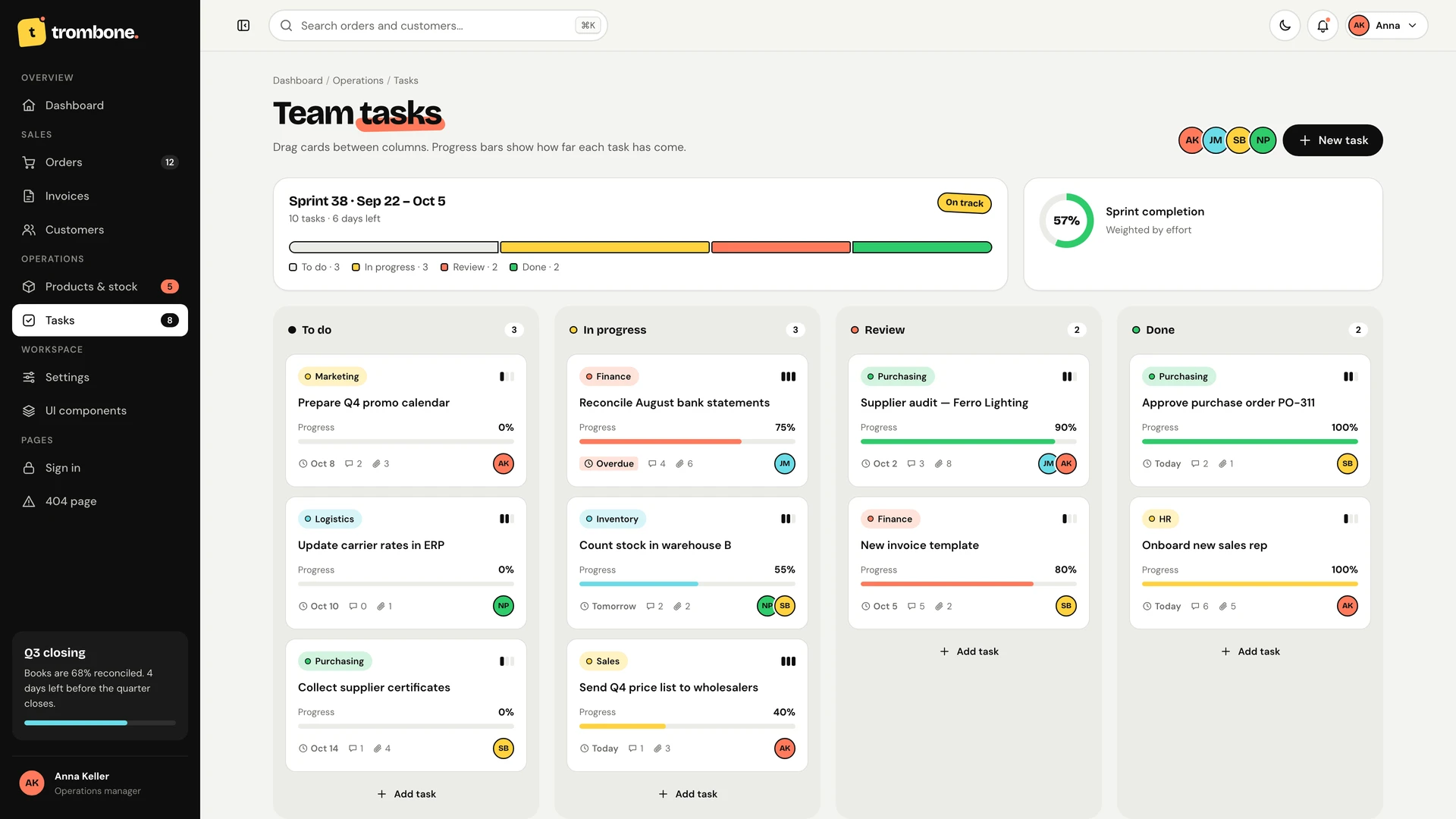 Trombone - Minimalist & Playful ERP Admin Dashboard Template