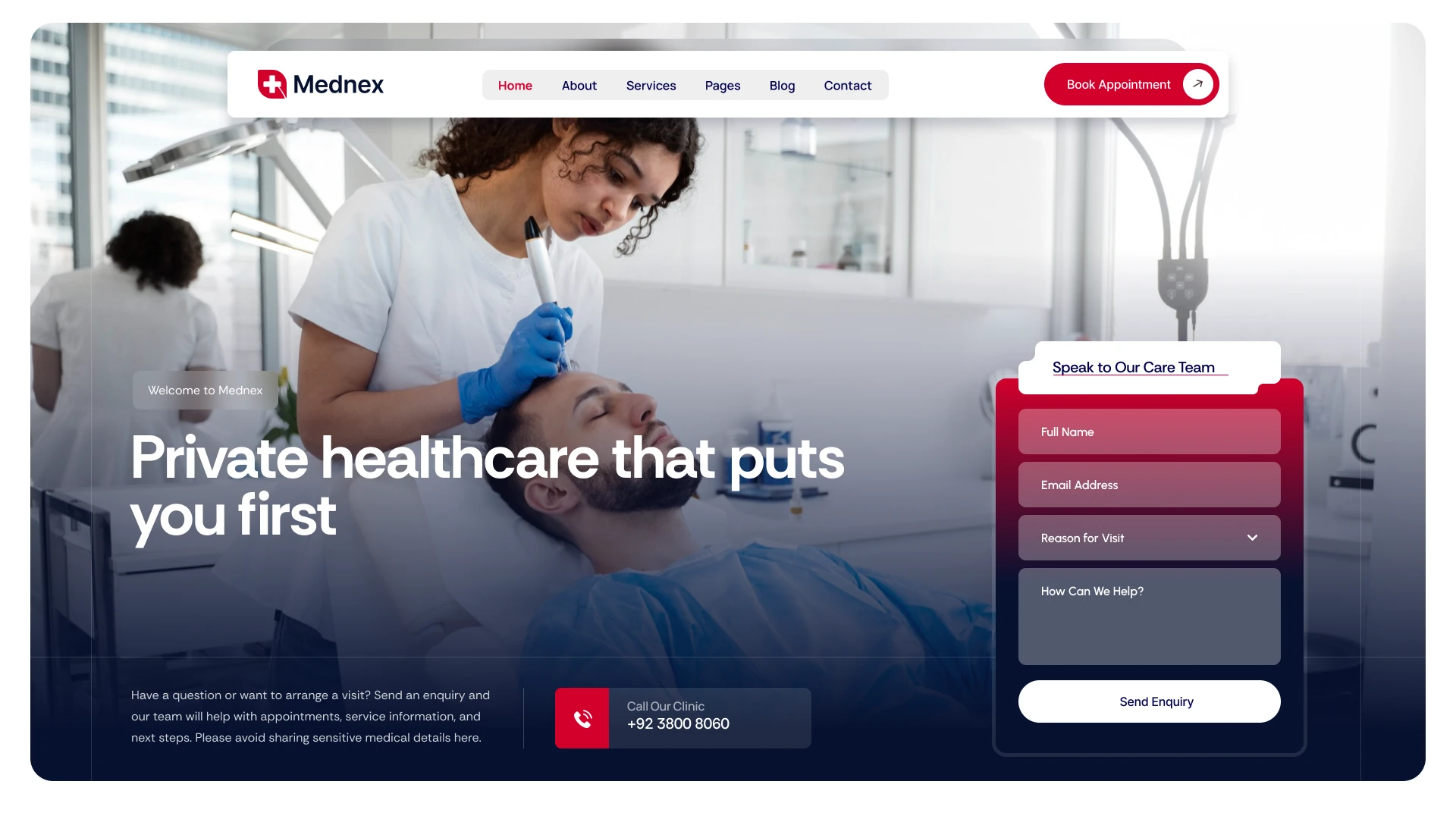 Mednex - Private Clinic & Medical Centre Figma Template (Screenshot 1 of 1)