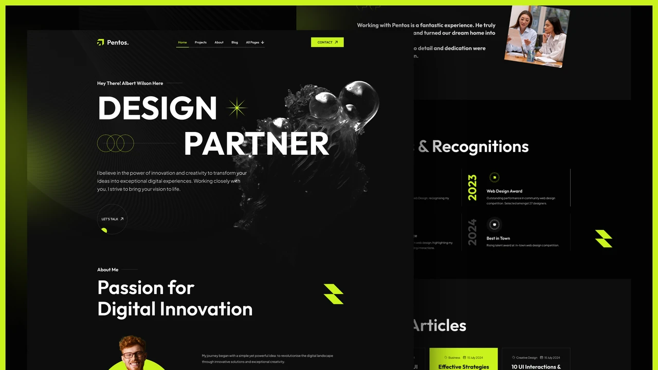 Pentos - Creative Personal Portfolio Framer Template