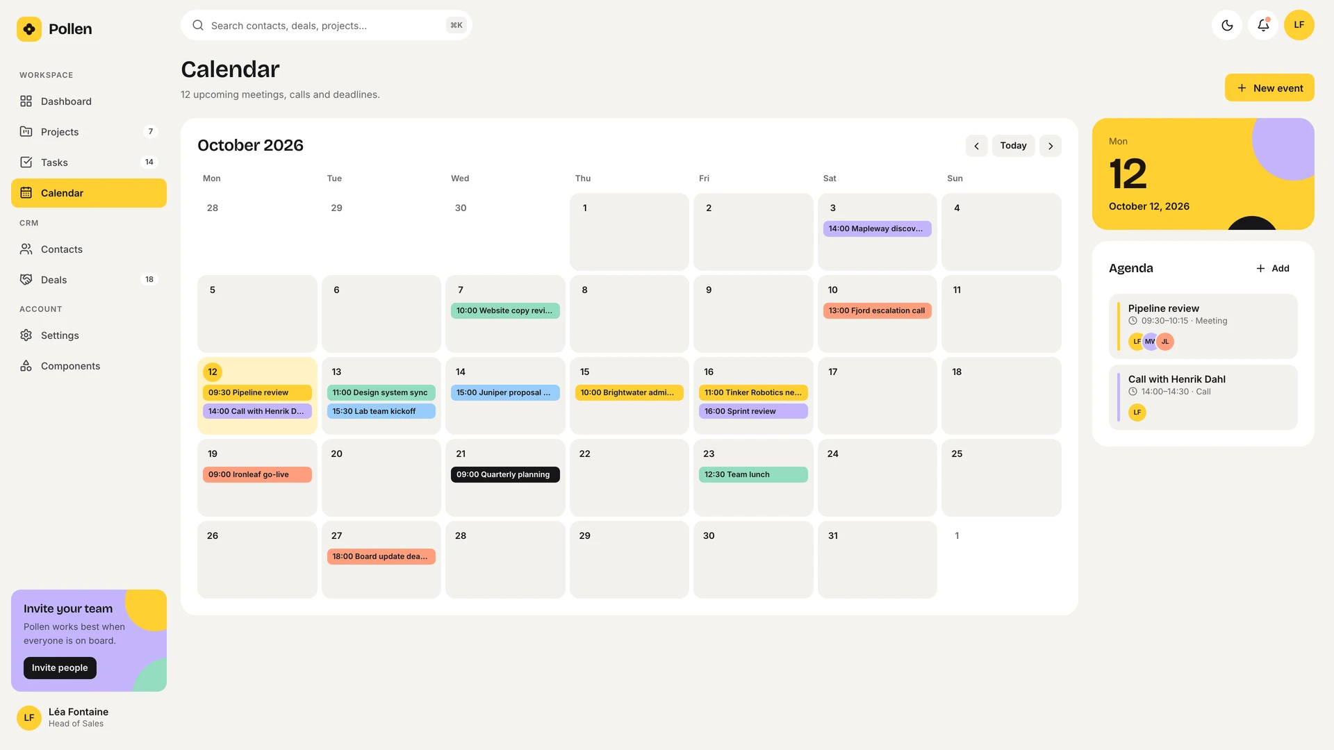 Pollen - Vue & React CRM and Project Management Admin Dashboard Template