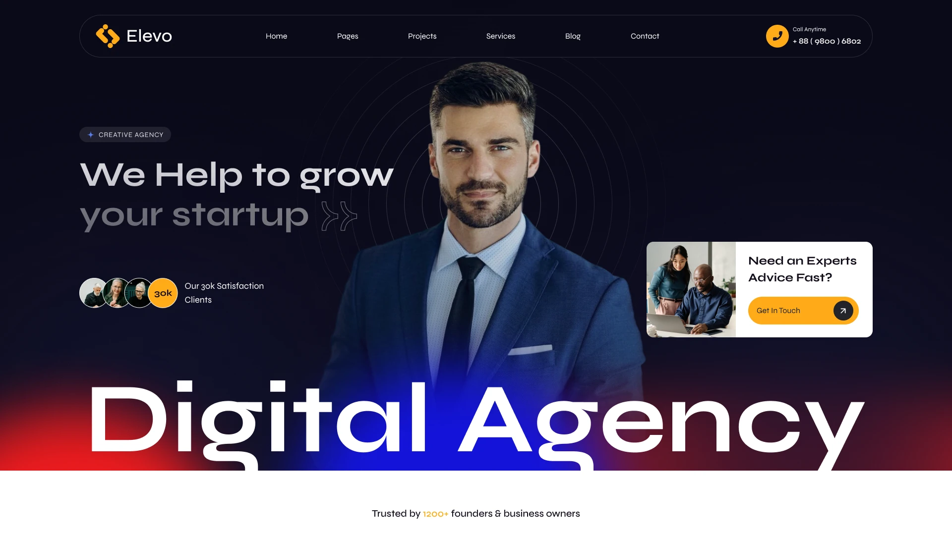 Elevo - Digital Agency & Branding Figma Template (Screenshot 1 of 1)