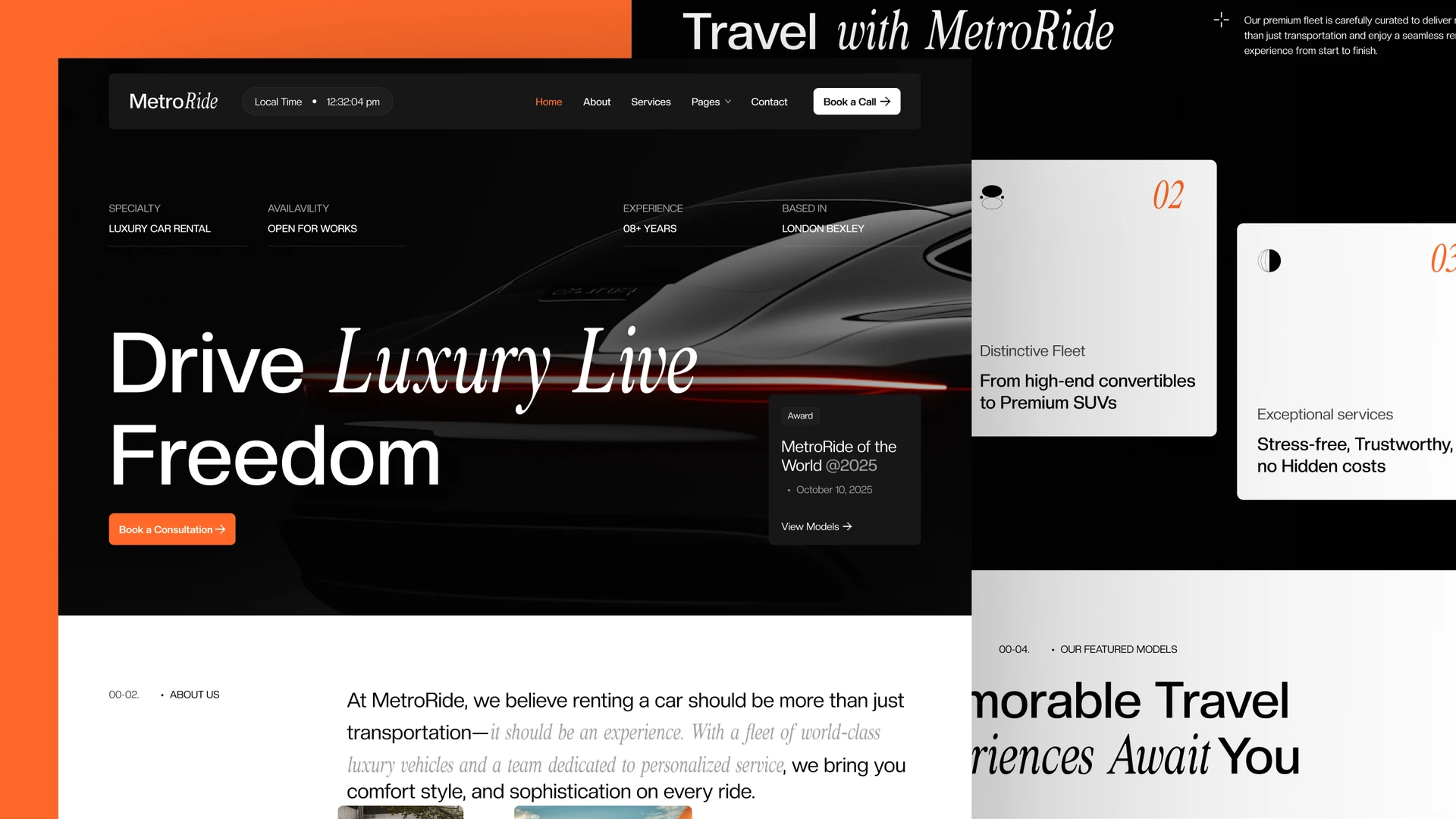MetroRide - Luxury Car & Taxi Rental Framer & Figma Template