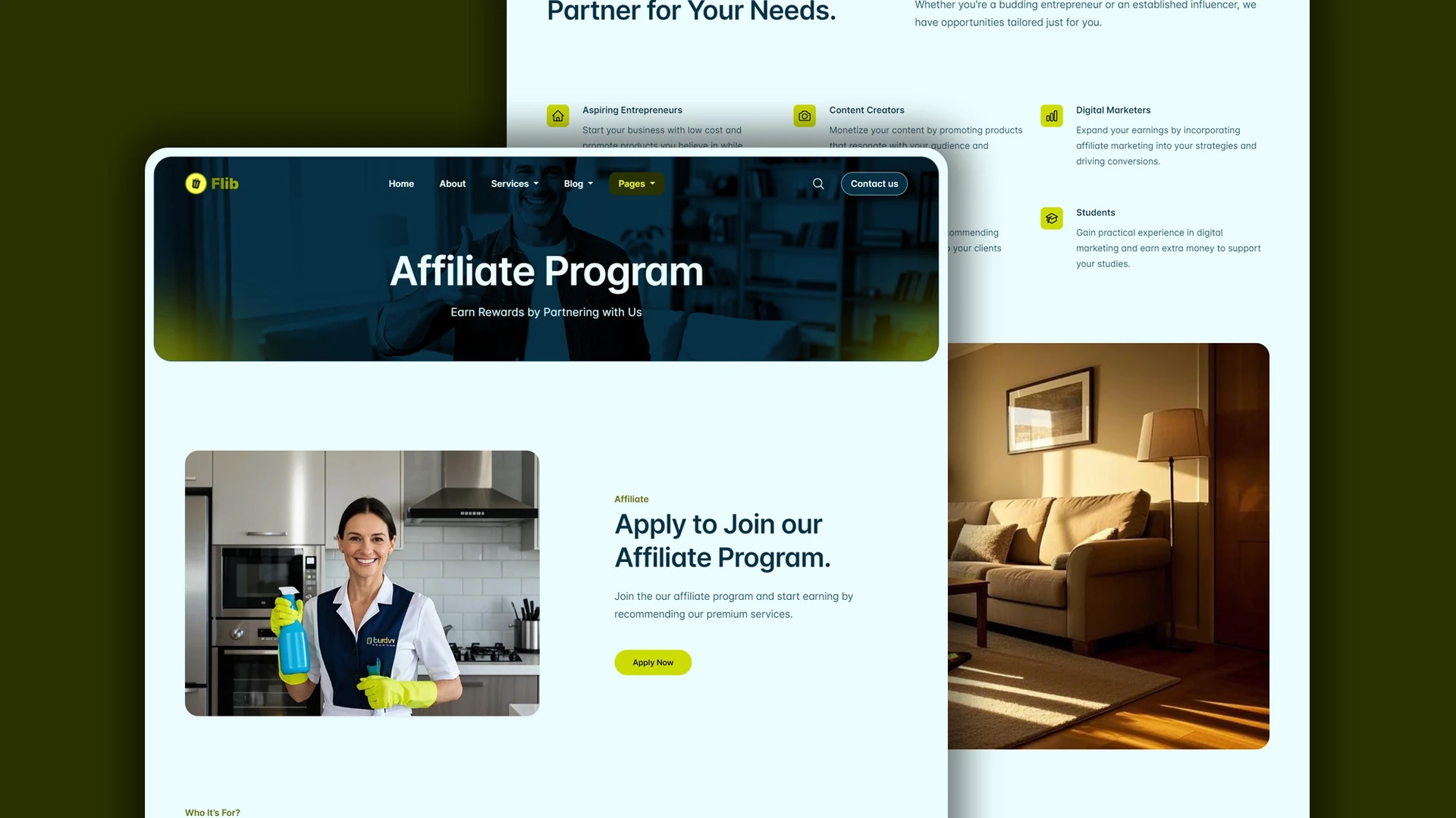 Flib - HTML Website Template For Premium Home Cleaning Services