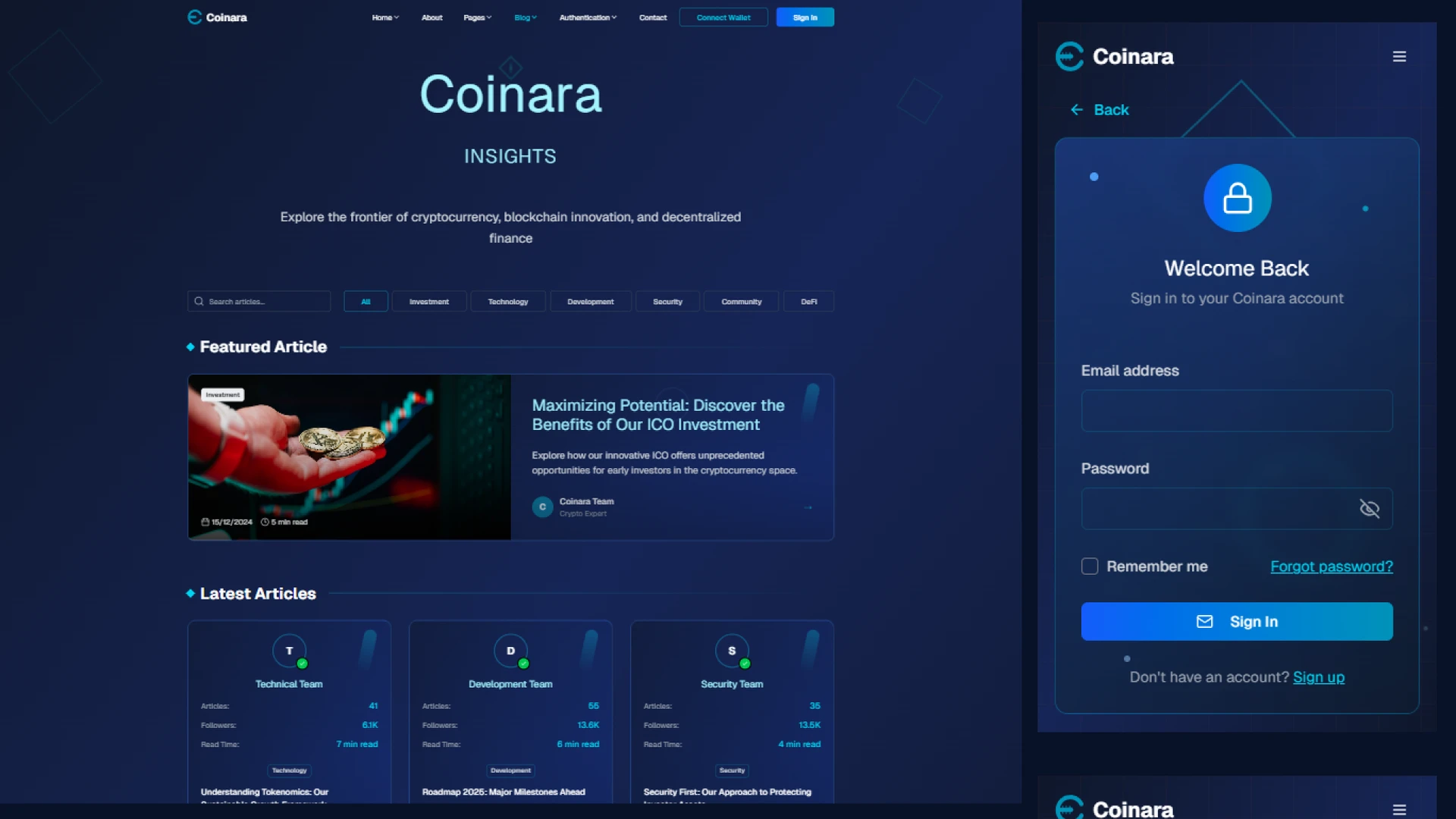 Coinara - NFT & Crypto Exchange React Template