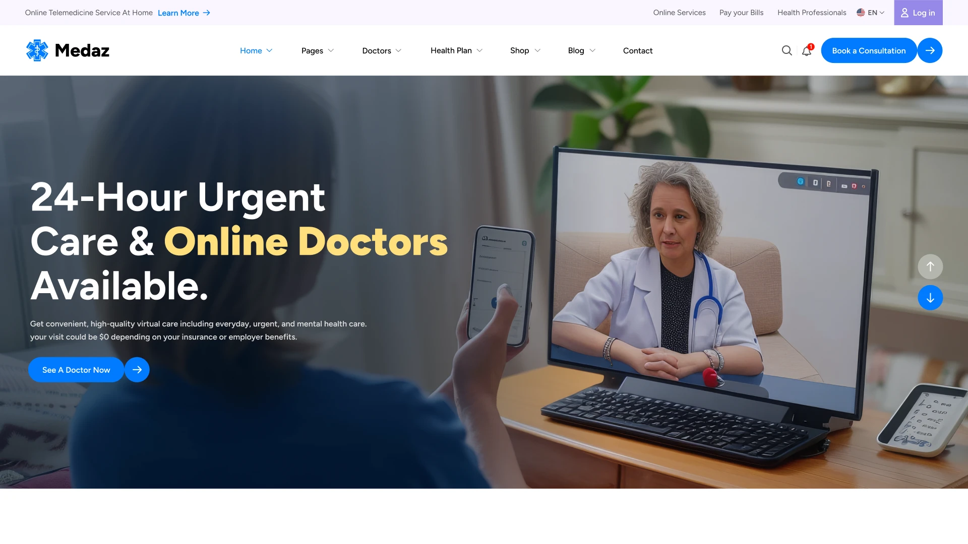 Medaz - Telemedicine and Online Doctor Consultation Figma Website Template